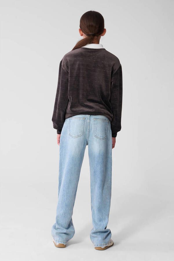 Shoeby fluwelen longsleeve met glitters donkerbruin - Foto 3