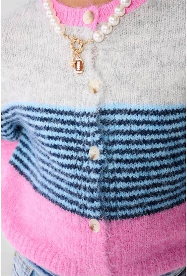 Shoeby gebreid gestreept vest met wol roze blauw grijs Streep - Foto 2