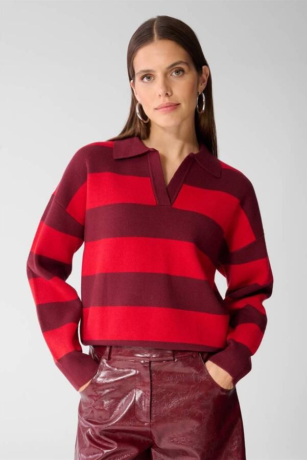 Shoeby gebreide gestreepte trui rood donkerrood