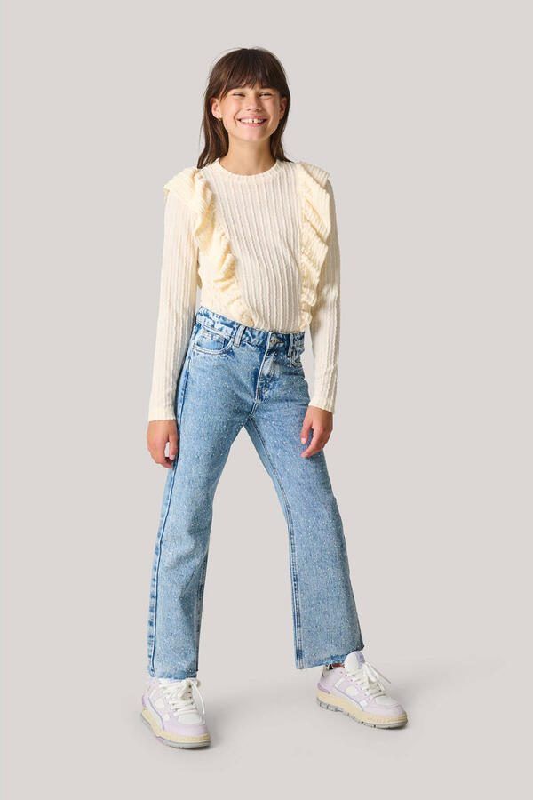 Shoeby gebreide longsleeve met ruches ecru Meisjes Polyester Ronde hals 110 116 - Foto 2