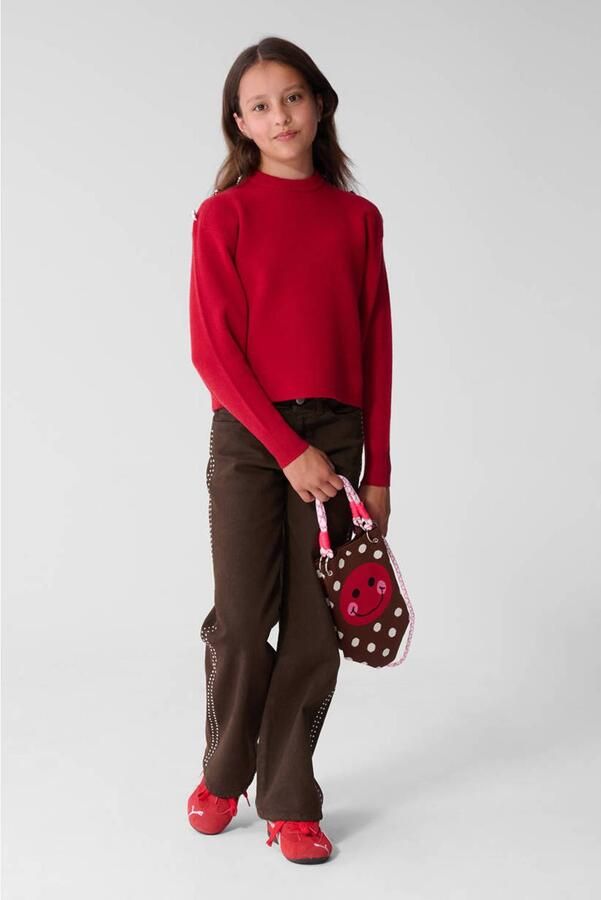Shoeby gebreide trui met studs rood - Foto 3
