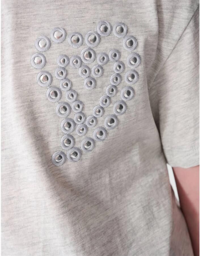 Shoeby gemêleerd T-shirt met borduursels lichtgrijs - Foto 2