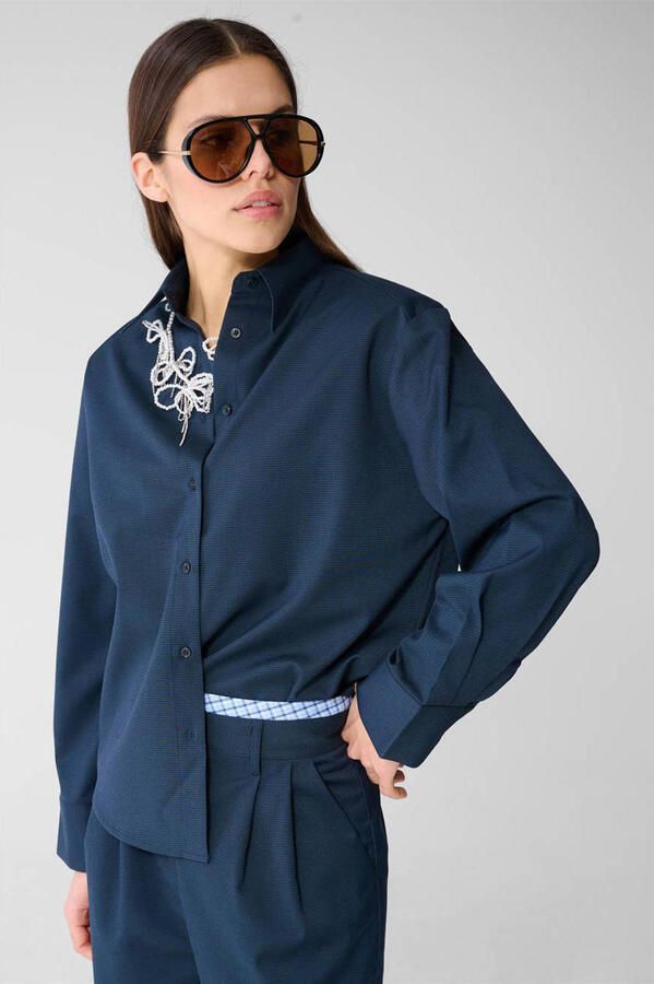 Shoeby geruit blouse donkerblauw