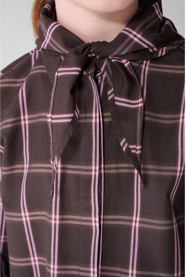 Shoeby geruite blouse donkerbruin Meisjes Polyester Sjaalkraag Ruit - Foto 2