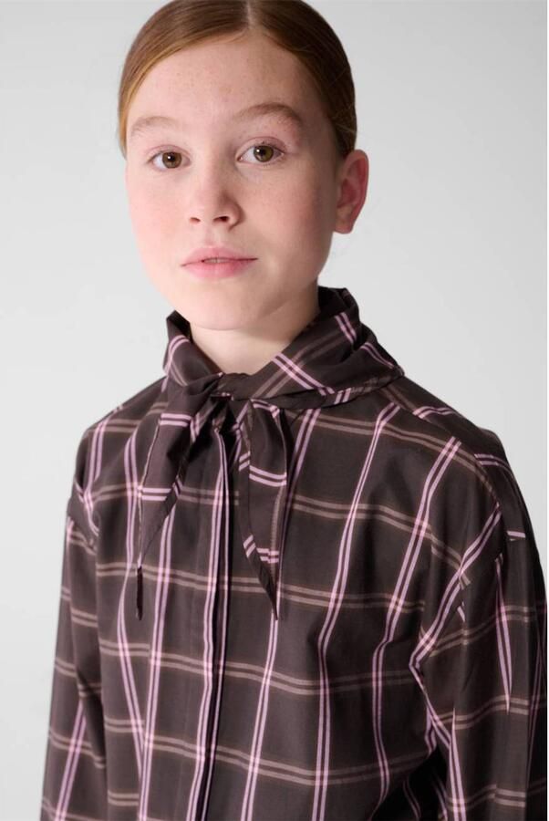 Shoeby geruite blouse donkerbruin Meisjes Polyester Sjaalkraag Ruit - Foto 3