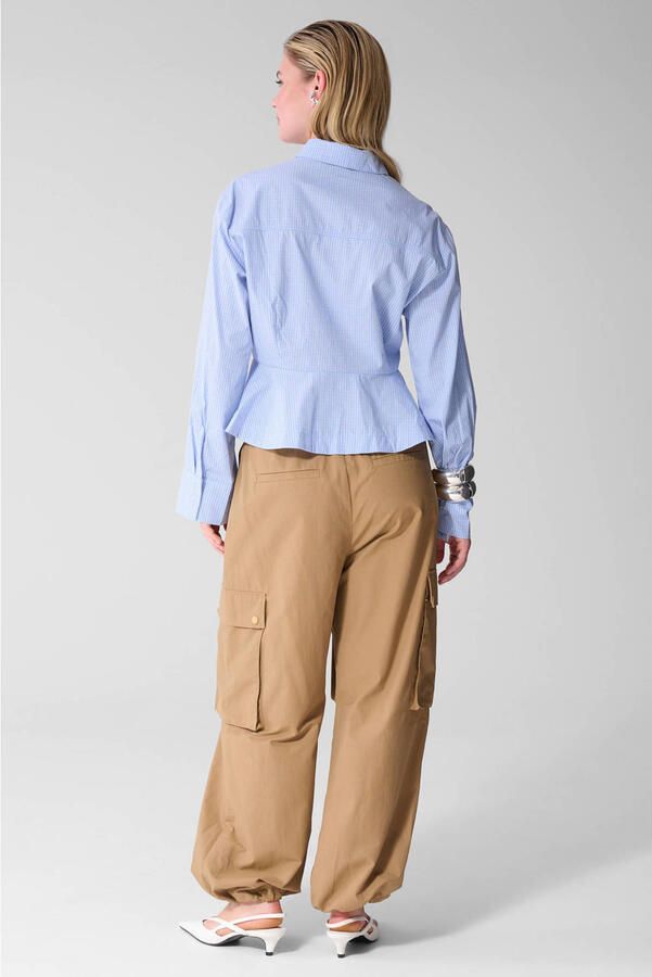 Shoeby geruite blouse met peplum blauw - Foto 3