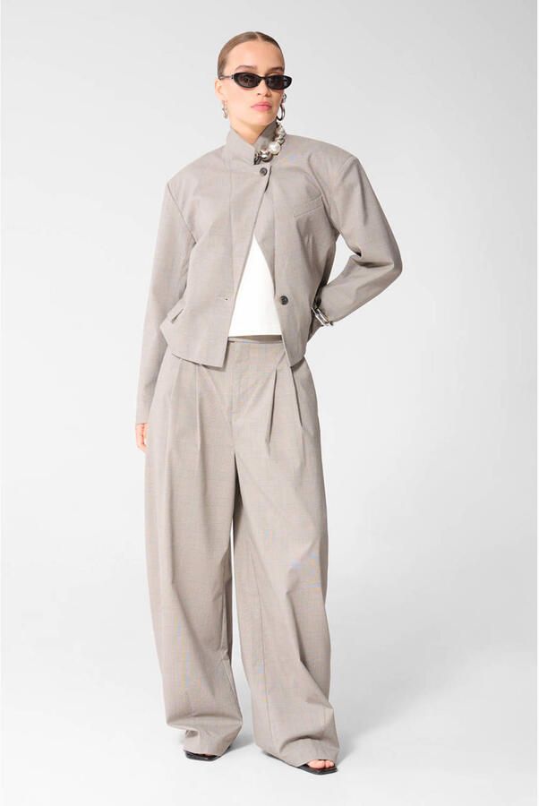 Shoeby geruite cropped blazer grijs - Foto 3