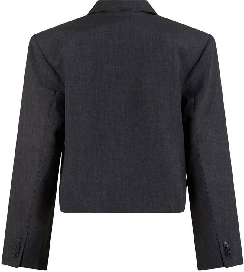 Shoeby geruite cropped blazer met studs donkergrijs - Foto 2