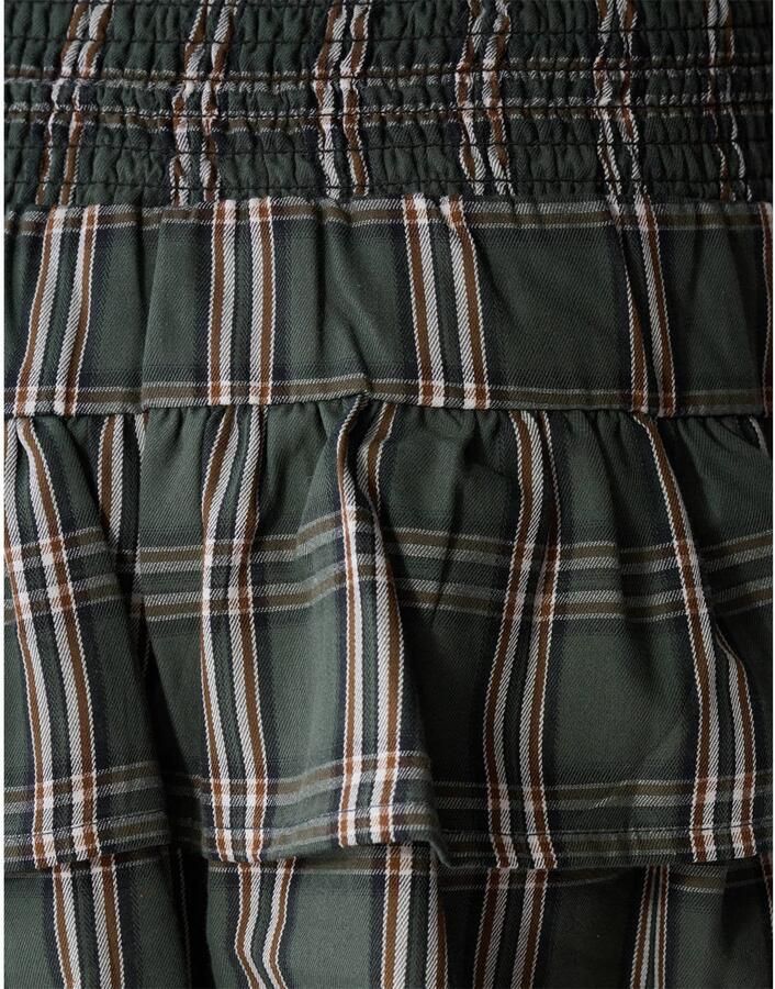 Shoeby geruite korte rok met ruches donkergroen - Foto 2