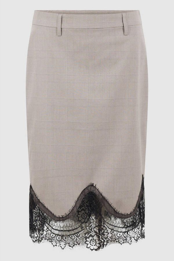Shoeby geruite midi rok grijs - Foto 2