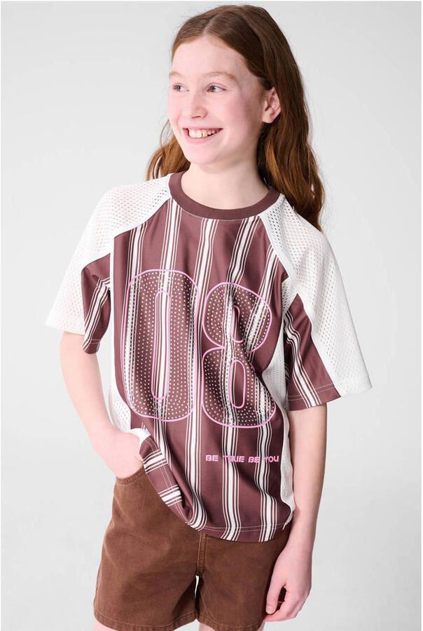 Shoeby gestreept T-shirt bruin