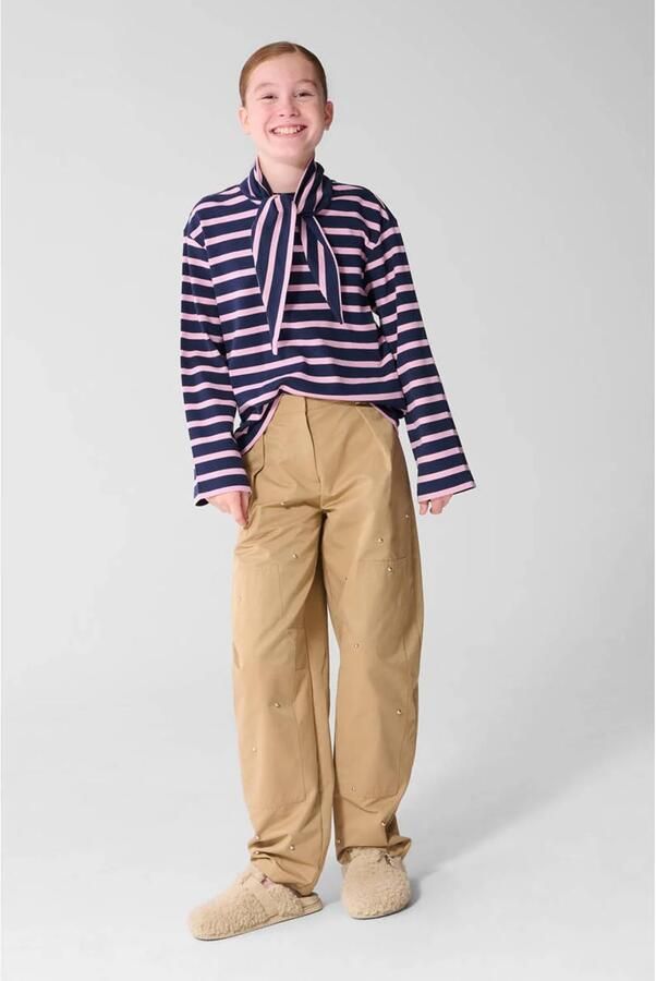 Shoeby gestreept T-shirt donkerblauw Meisjes Katoen Sjaalkraag Streep - Foto 2