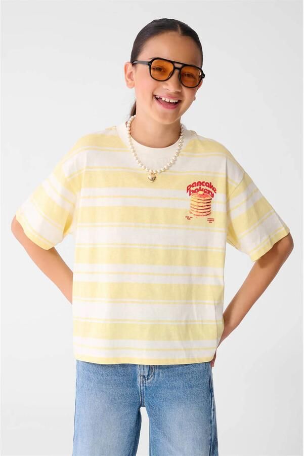 Shoeby gestreept T-shirt lichtgeel