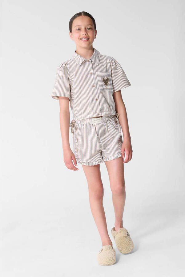 Shoeby gestreepte blouse bruin
