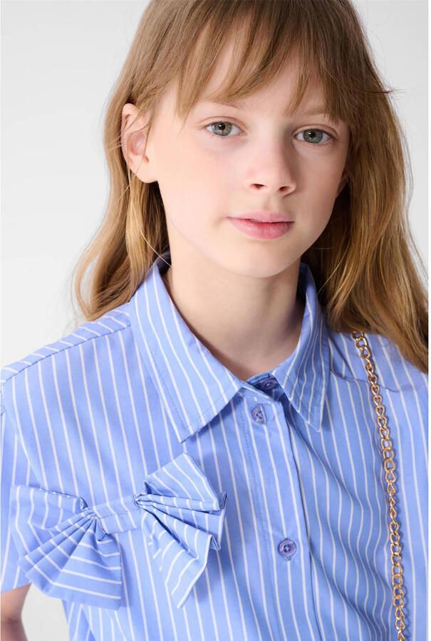 Shoeby gestreepte blouse lichtblauw - Foto 2
