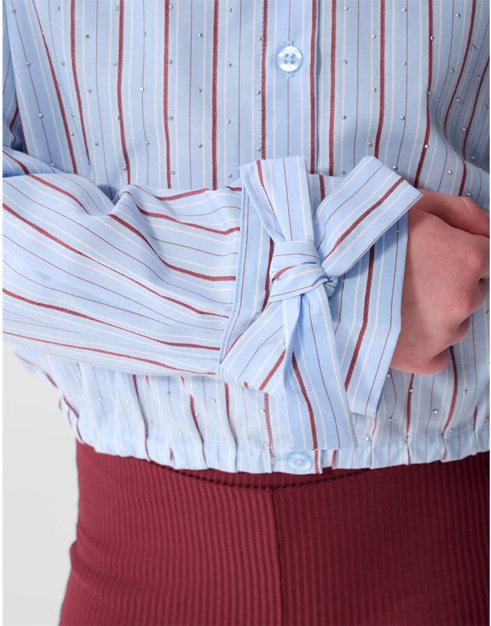 Shoeby gestreepte blouse lichtblauw - Foto 2
