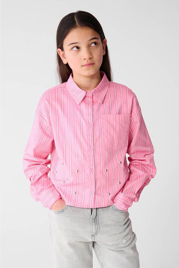 Shoeby gestreepte blouse roze
