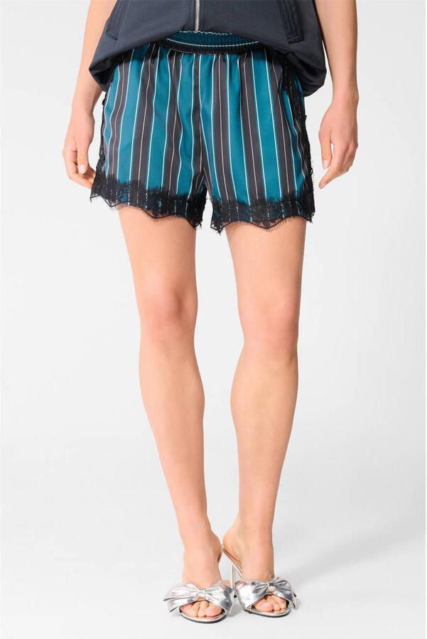 Shoeby gestreepte short met kant blauw
