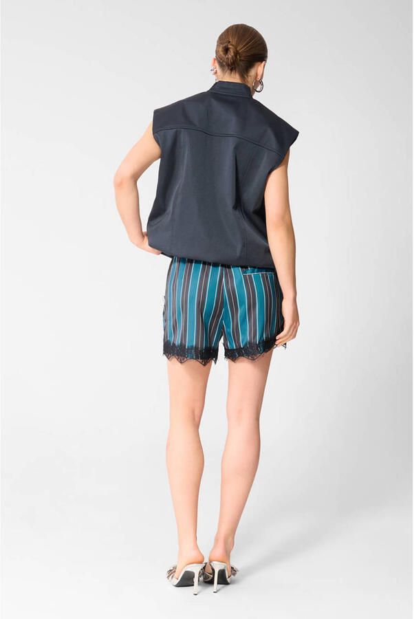 Shoeby gestreepte short met kant blauw - Foto 3