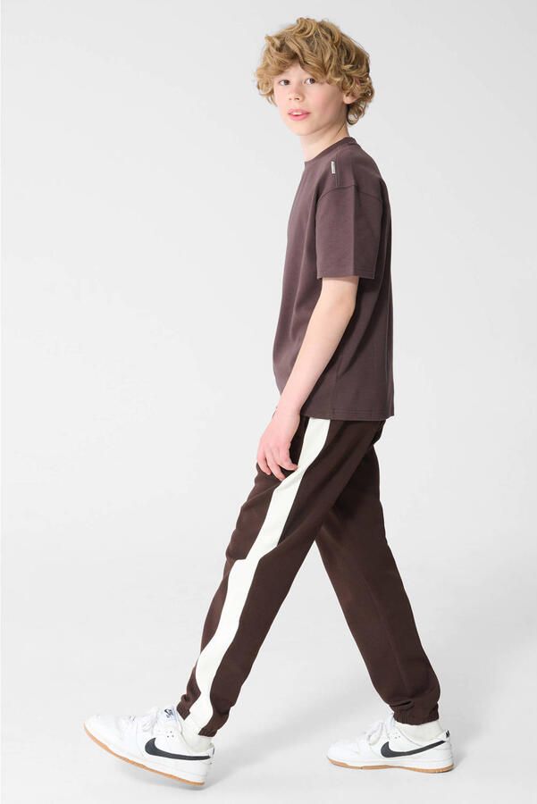 Shoeby gestreepte sweatpants donkerbruin - Foto 3