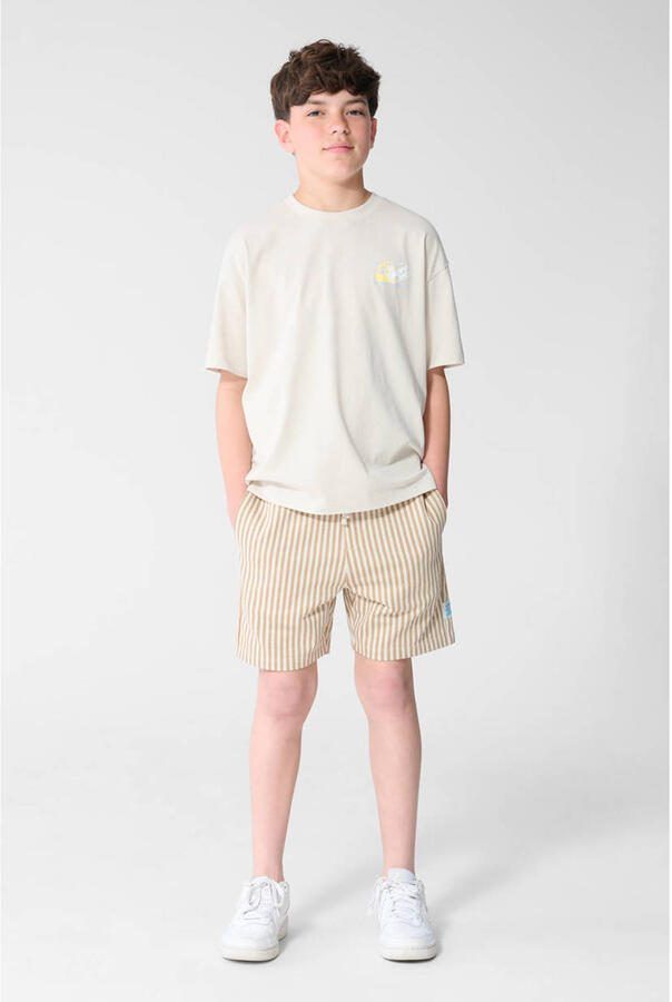 Shoeby gestreepte sweatshort zand - Foto 2