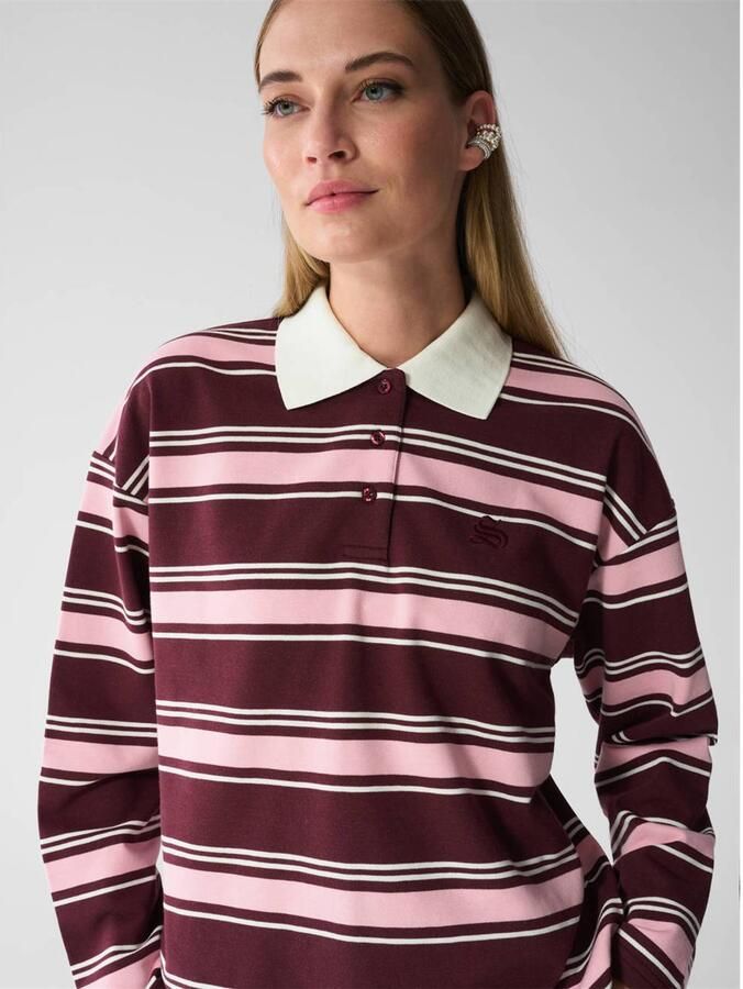Shoeby gestreepte top donkerrood roze wit