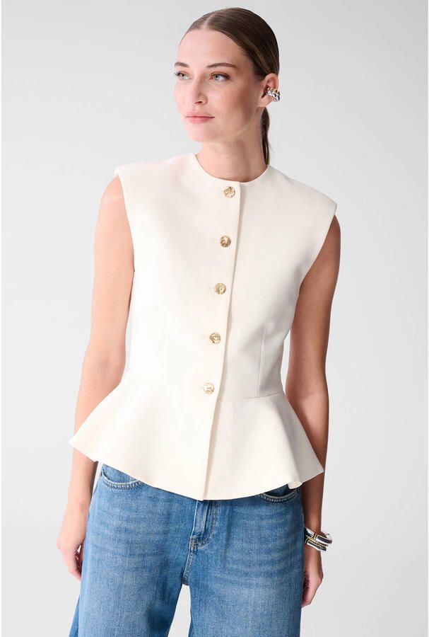 Shoeby gilet met peplum wit