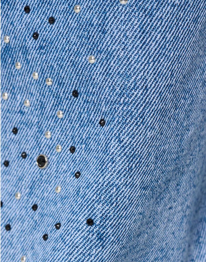 Shoeby straight fit jeans met all over print medium blue denim Blauw All over print 152