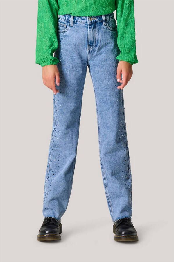 Shoeby straight fit jeans met all over print medium blue denim Blauw All over print 134 - Foto 2