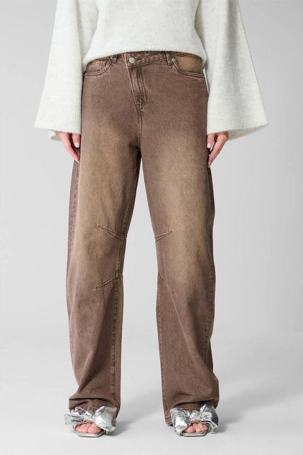 Shoeby high waist barrel jeans bruin