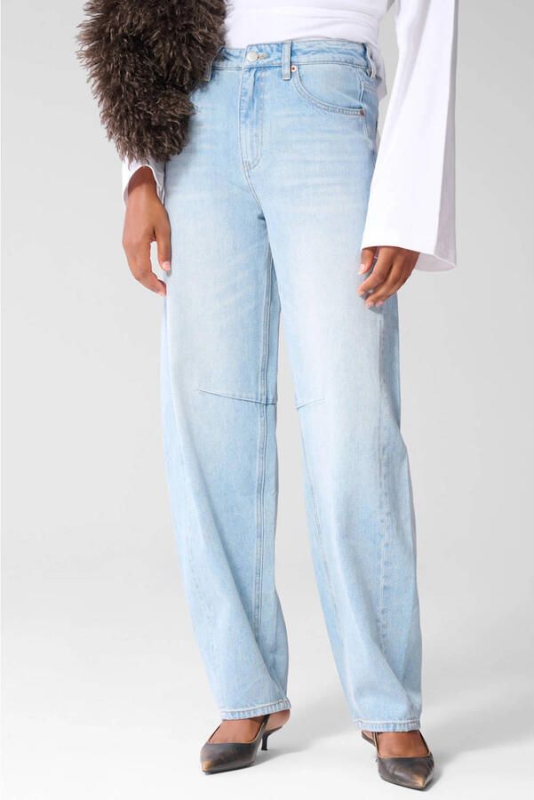 Shoeby high waist barrel jeans lichtblauw