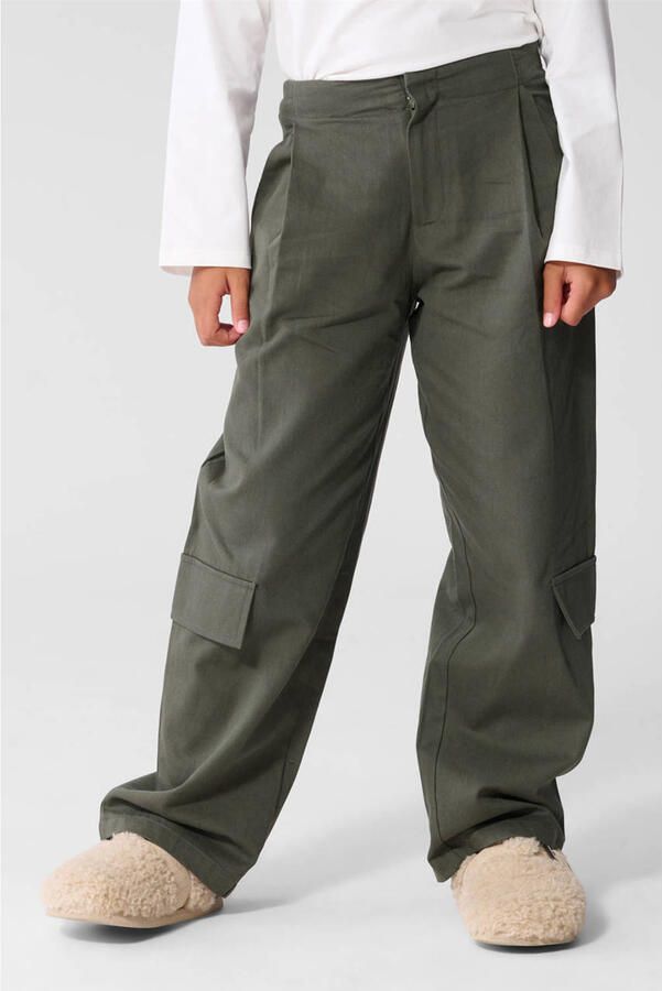 Shoeby high waist cargobroek donkergroen