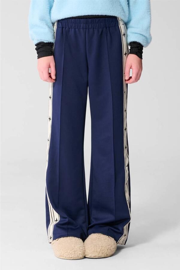 Shoeby high waist gestreepte joggingbroek donkerblauw Meisjes Sweat Streep