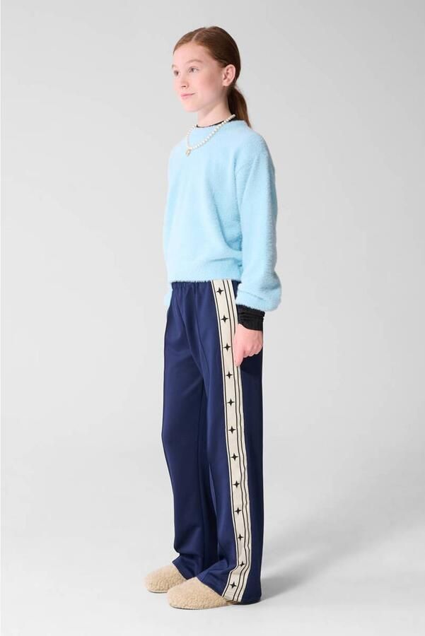 Shoeby high waist gestreepte joggingbroek donkerblauw Meisjes Sweat Streep - Foto 2