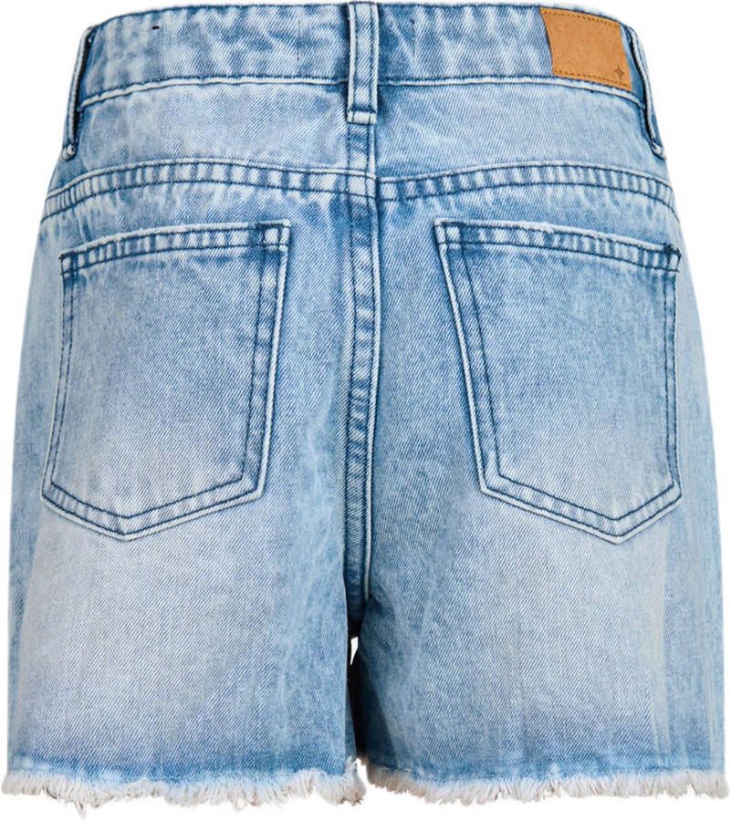 Shoeby high waist regular fit denim short bleached Blauw Meisjes Katoen 122 128