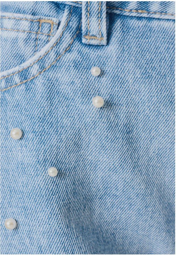 Shoeby high waist regular fit denim short light blue denim Korte broek Blauw Meisjes Katoen 170 176
