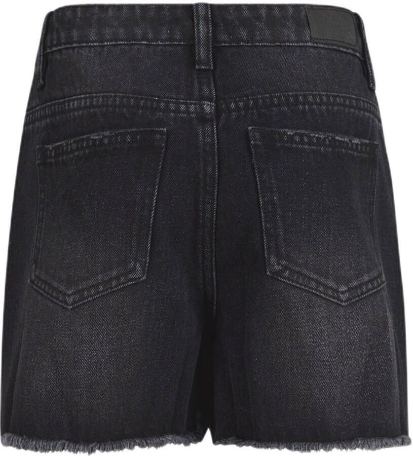 Shoeby high waist regular fit denim short zwart Meisjes Katoen Effen 110 116