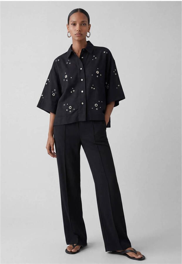 Shoeby high waist relaxed fit broek met plooien zwart - Foto 2