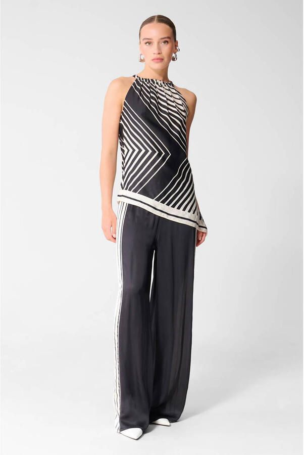 Shoeby high wide leg broek met print zwart