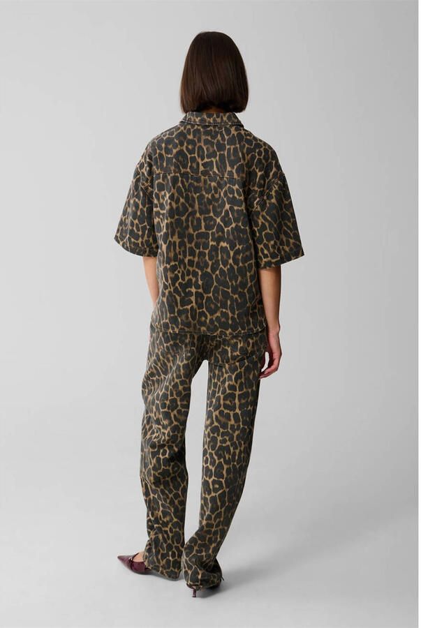 Shoeby high waist barrel jeans met panterprint bruin - Foto 2