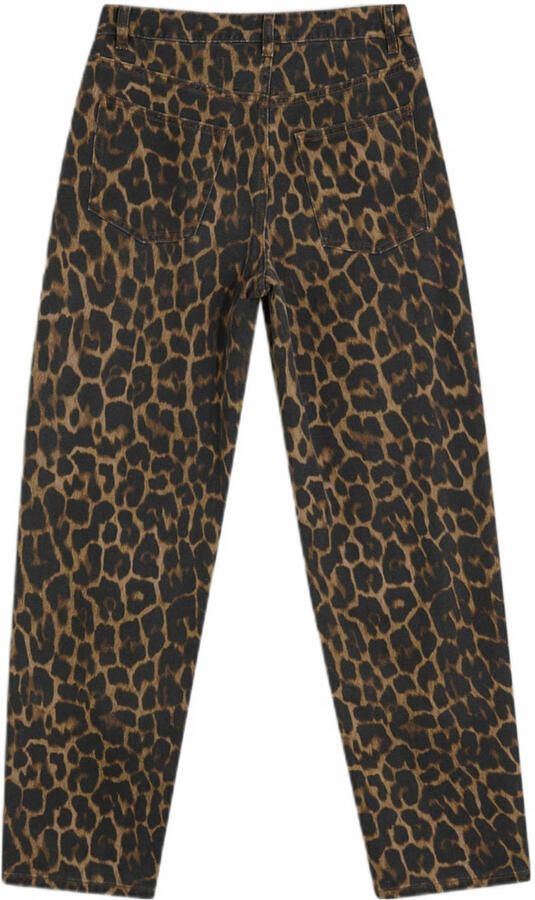 Shoeby high waist barrel jeans met panterprint bruin - Foto 3