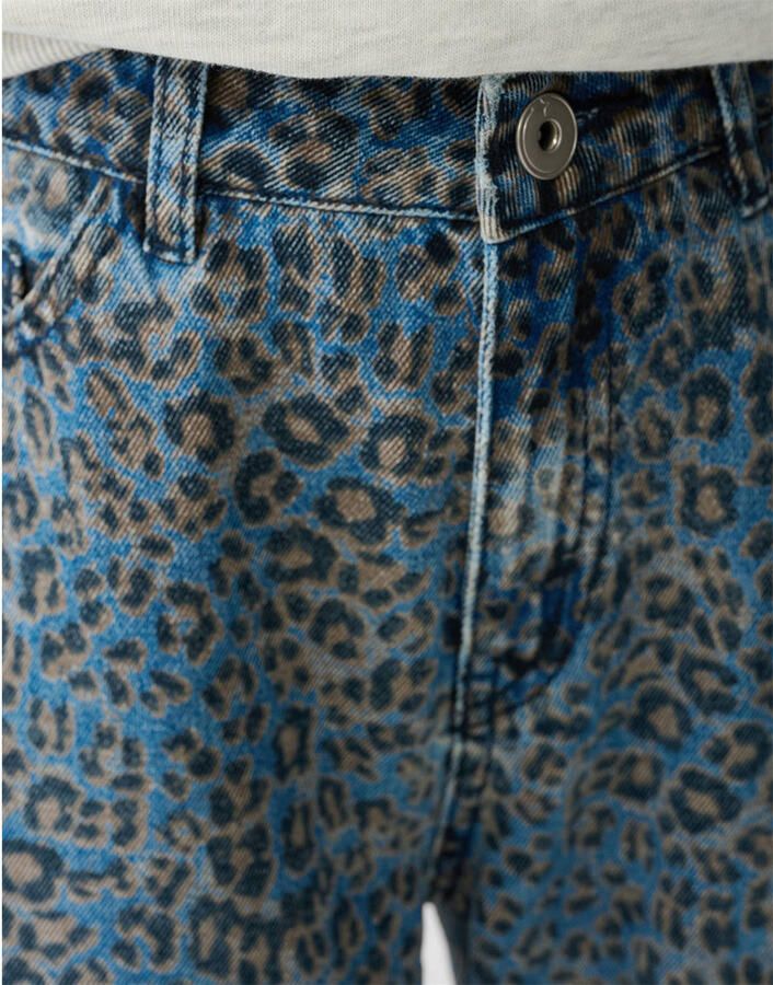 Shoeby high waist barrel jeans met panterprint medium blue denim - Foto 2