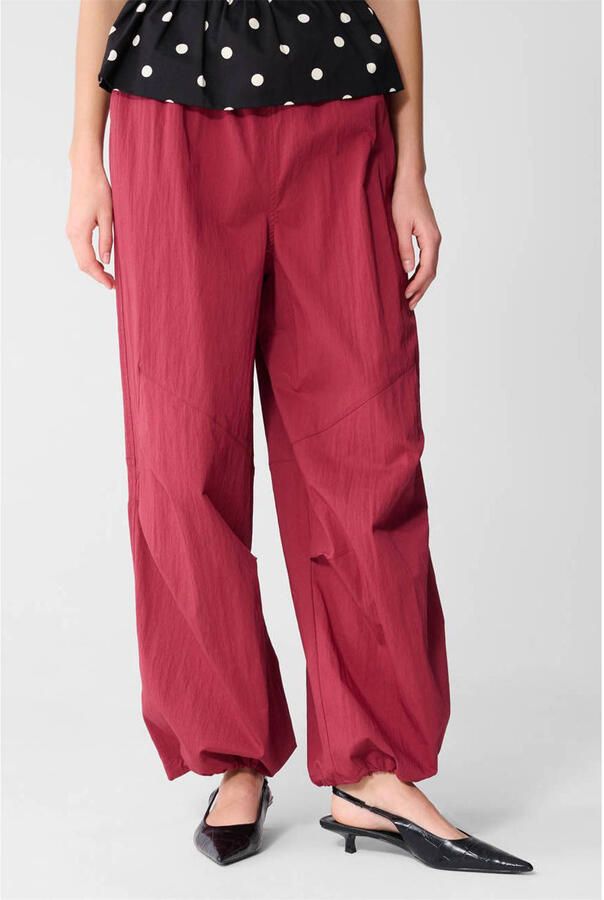 Shoeby high waist casual broek donkerrood
