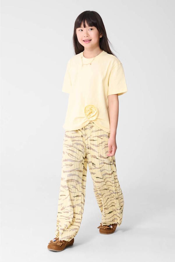 Shoeby high waist casual broek met dierenprint met textuur lichtgeel - Foto 2