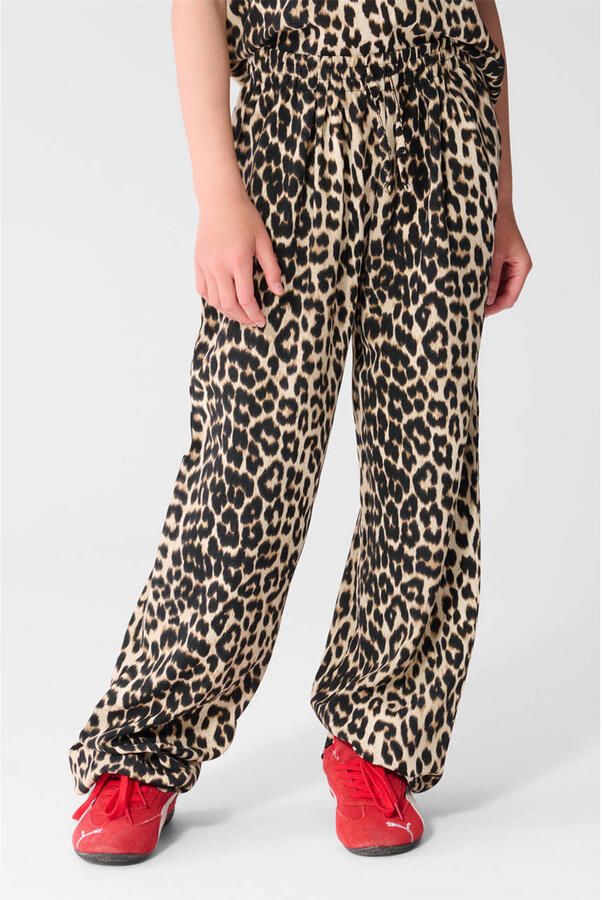 Shoeby high waist casual broek met panterprint bruin
