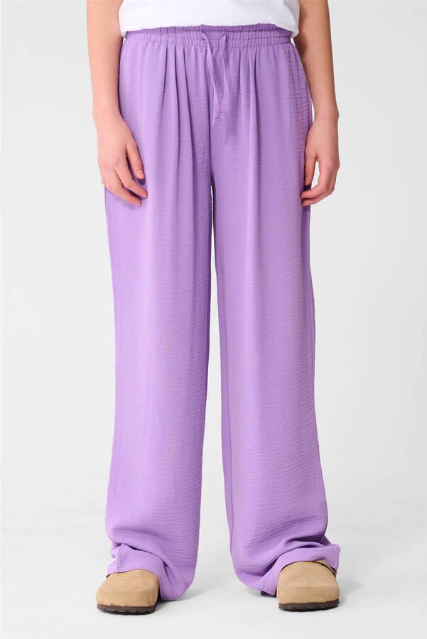 Shoeby high waist casual broek paars met textuur