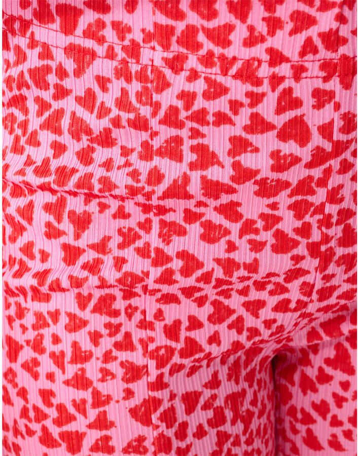 Shoeby high waist flared broek met hartjes roze