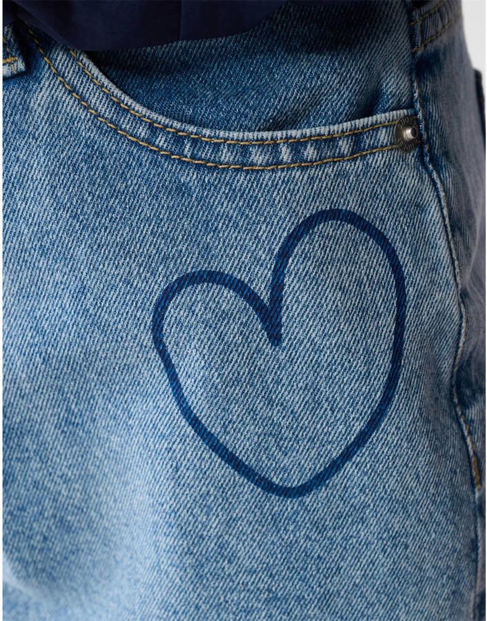 Shoeby high waist mom jeans met hartjes blauw - Foto 2