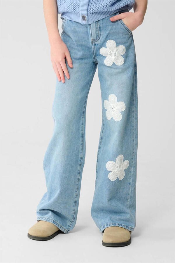 Shoeby high waist wide leg jeans medium blue denim