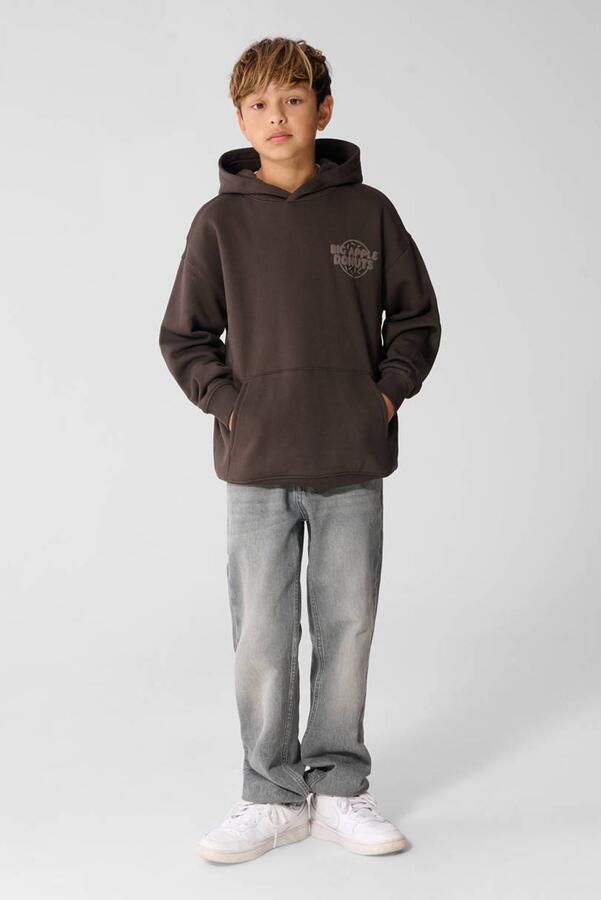 Shoeby hoodie met backprint donkerbruin